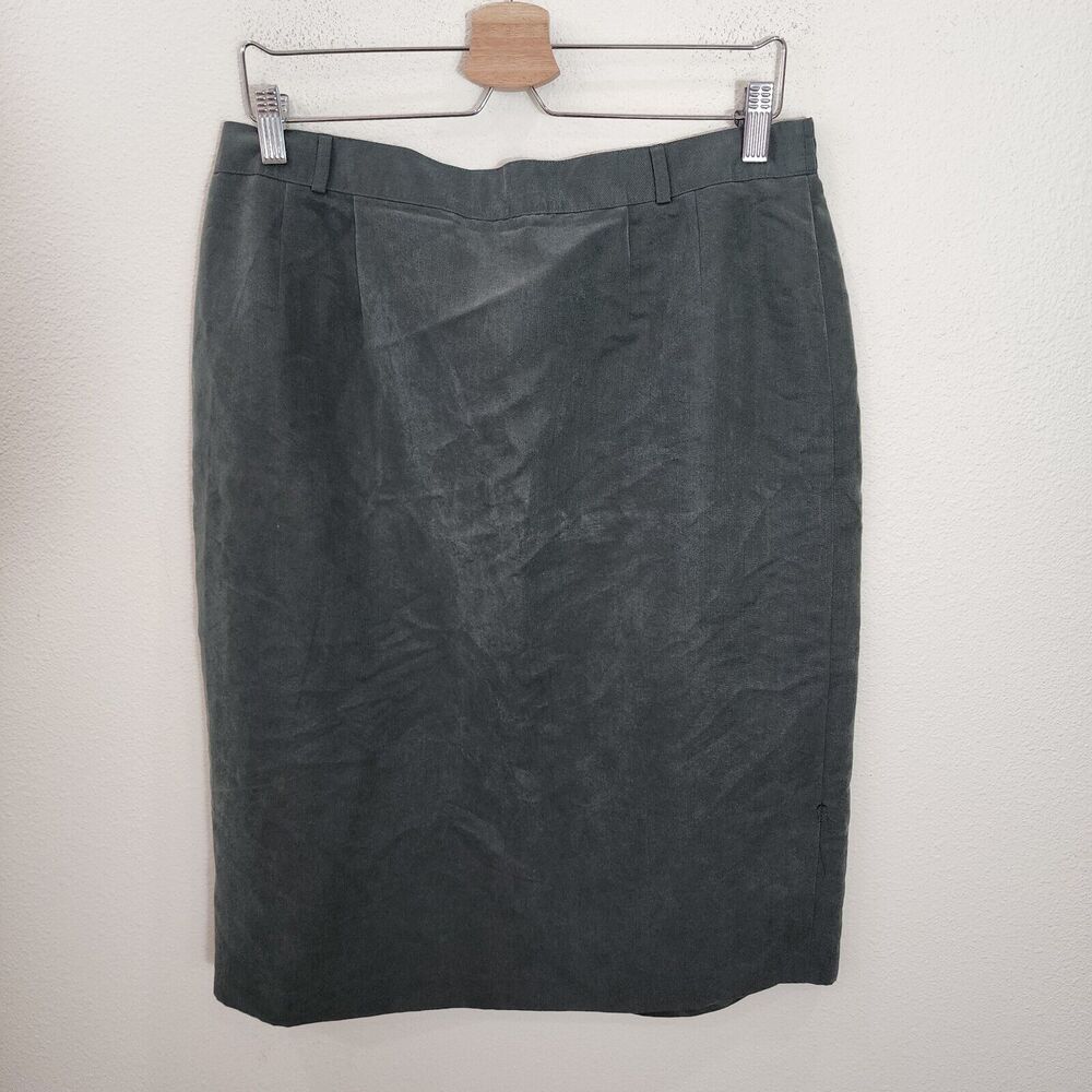 FRANCO CALLEGARI Rayon Pencil Skirt Midi Dark Green Elastic Waist Size 44 (L)